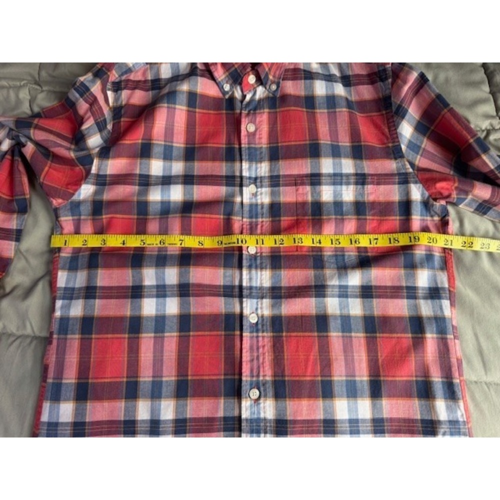 J Crew Summer Plaid Shirt Mens MED Madras Plaid Cotton Button Down Long Sleeve - Picture 8 of 9